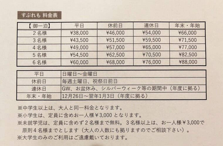 料金表