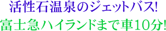 活性石温泉のジェットバス！富士急ハイランドまで車10分。