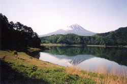 そば処の前から見た富士山